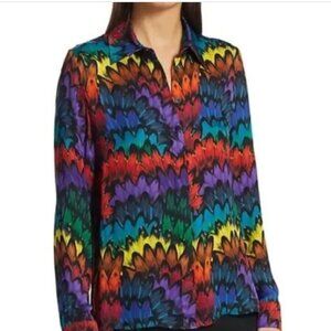 NWT‎ Alice Olivia Top Ruffled Feather Blouse